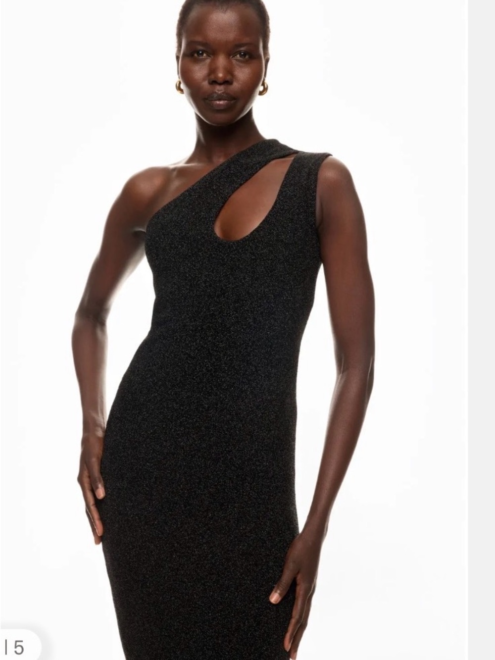 Asymmetrical One-Shoulder Black Maxi Dress with Cutout